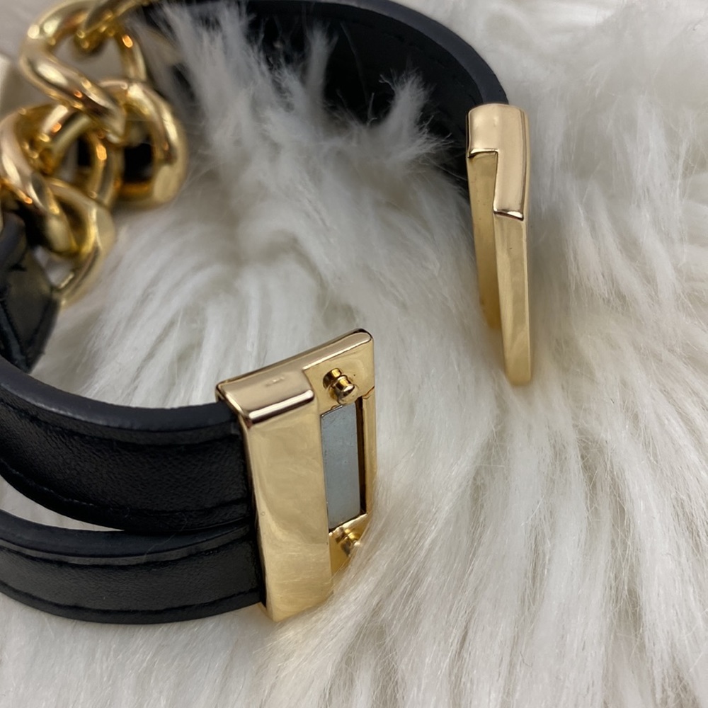 4/$20 A New Day Black Faux Leather Wrap Bracelet with Gold Chain Links Bracelet - Picture 8 of 8